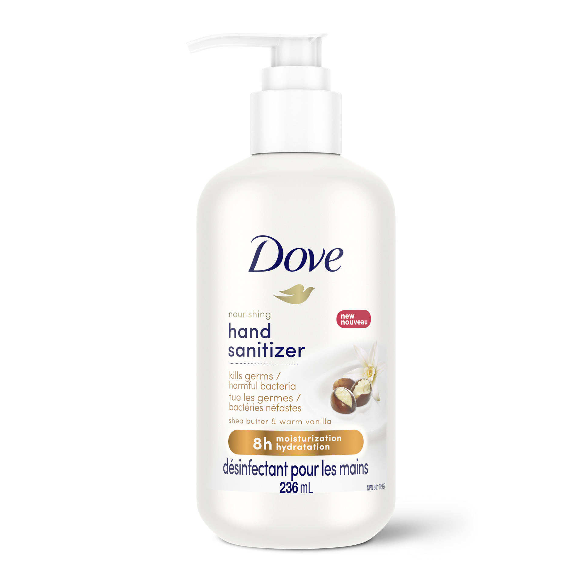 slide 5 of 5, Dove Nourishing Hand Sanitizer Shea Butter and Warm Vanilla, 8 oz, 8 oz