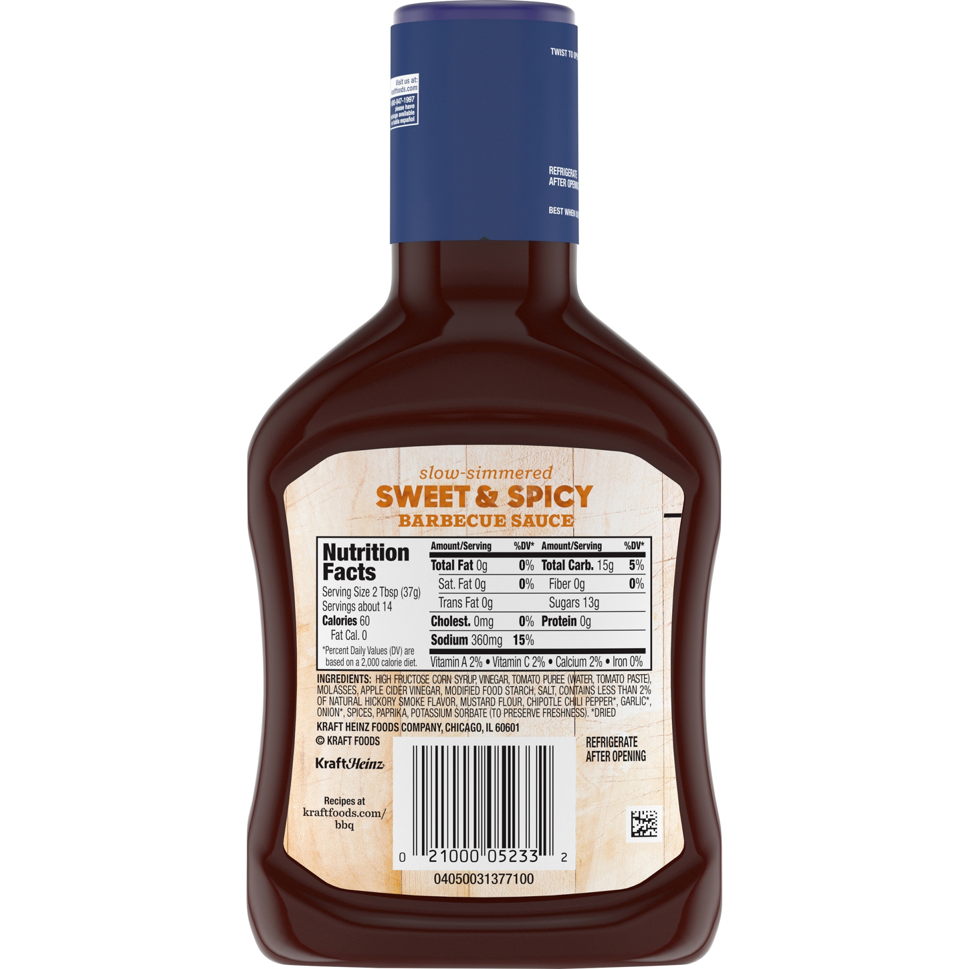 slide 8 of 10, Kraft Sweet & Spicy Slow-Simmered Barbecue Sauce, 18 oz