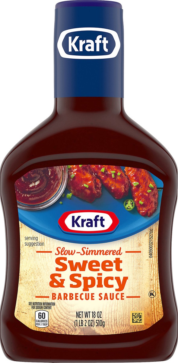 slide 1 of 5, Kraft Sweet & Spicy Slow-Simmered Barbecue Sauce, 18 oz Bottle, 18 oz
