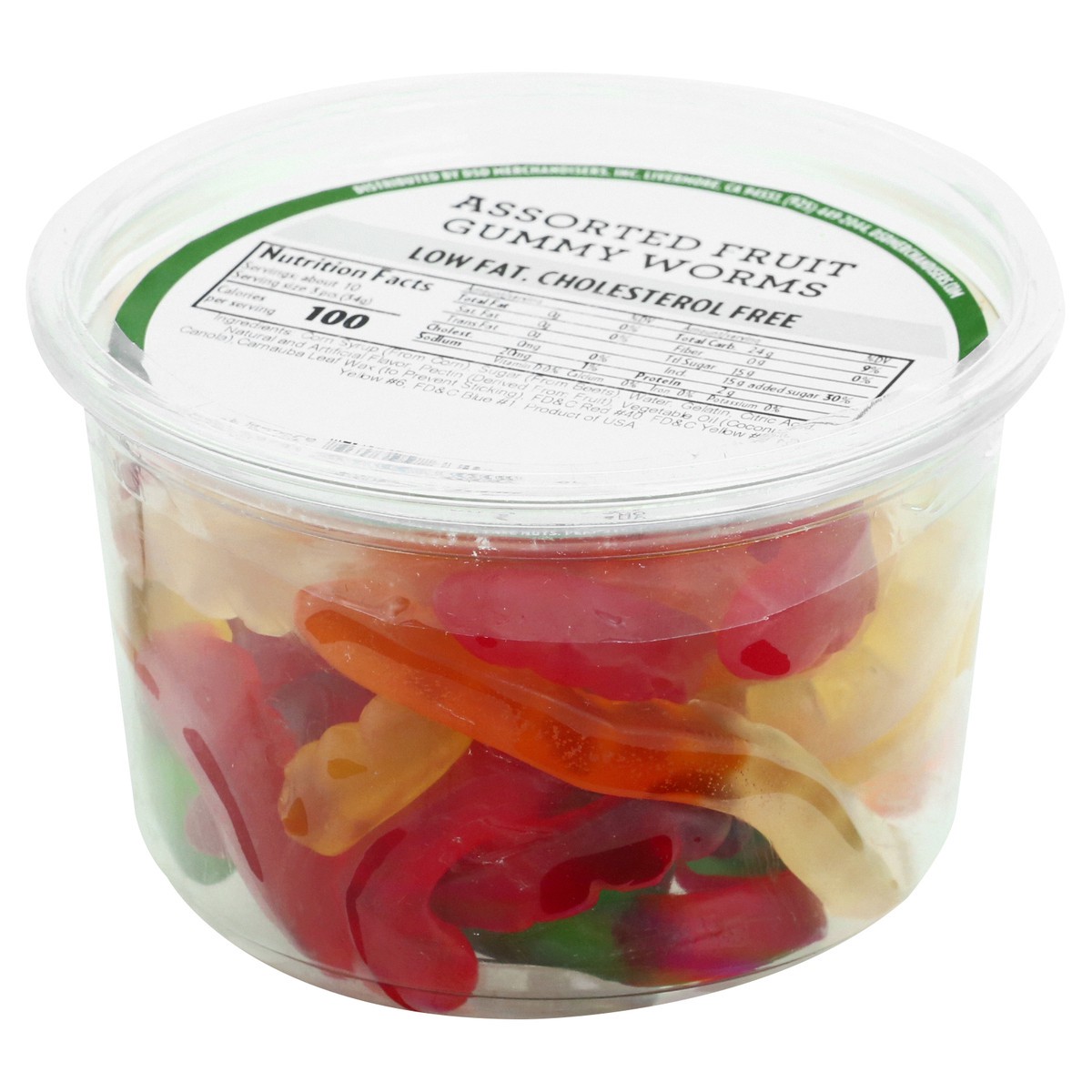 slide 12 of 13, DSD Merchandisers Assorted Fruit Gummy Worms 13 oz, per lb