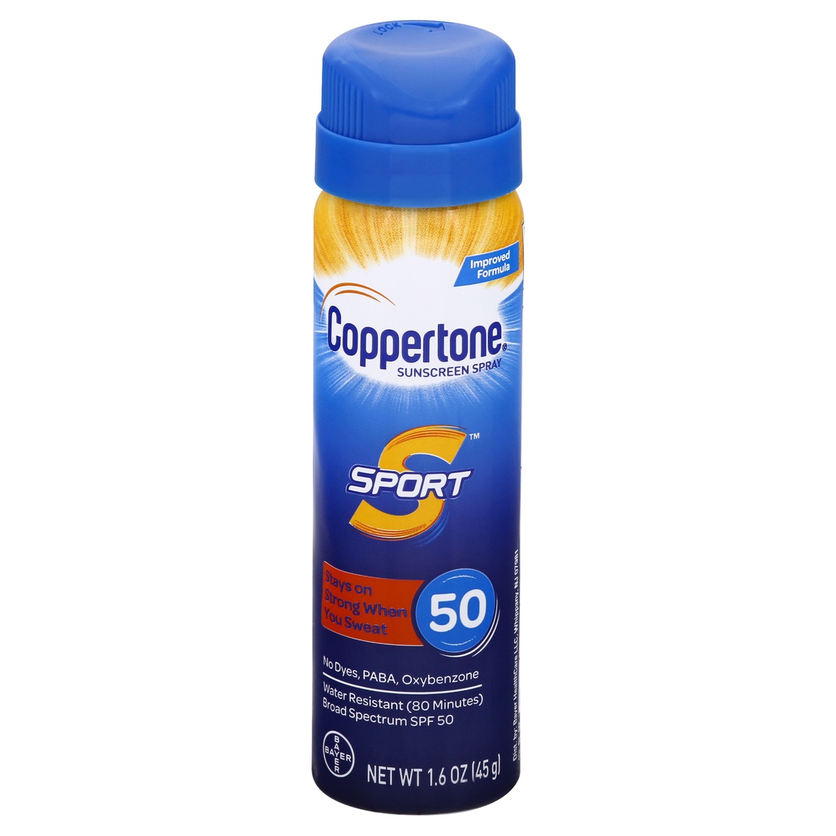 slide 1 of 1, Coppertone Sport Broad Spectrum SPF 50 Sunscreen Spray, 1.6 fl oz