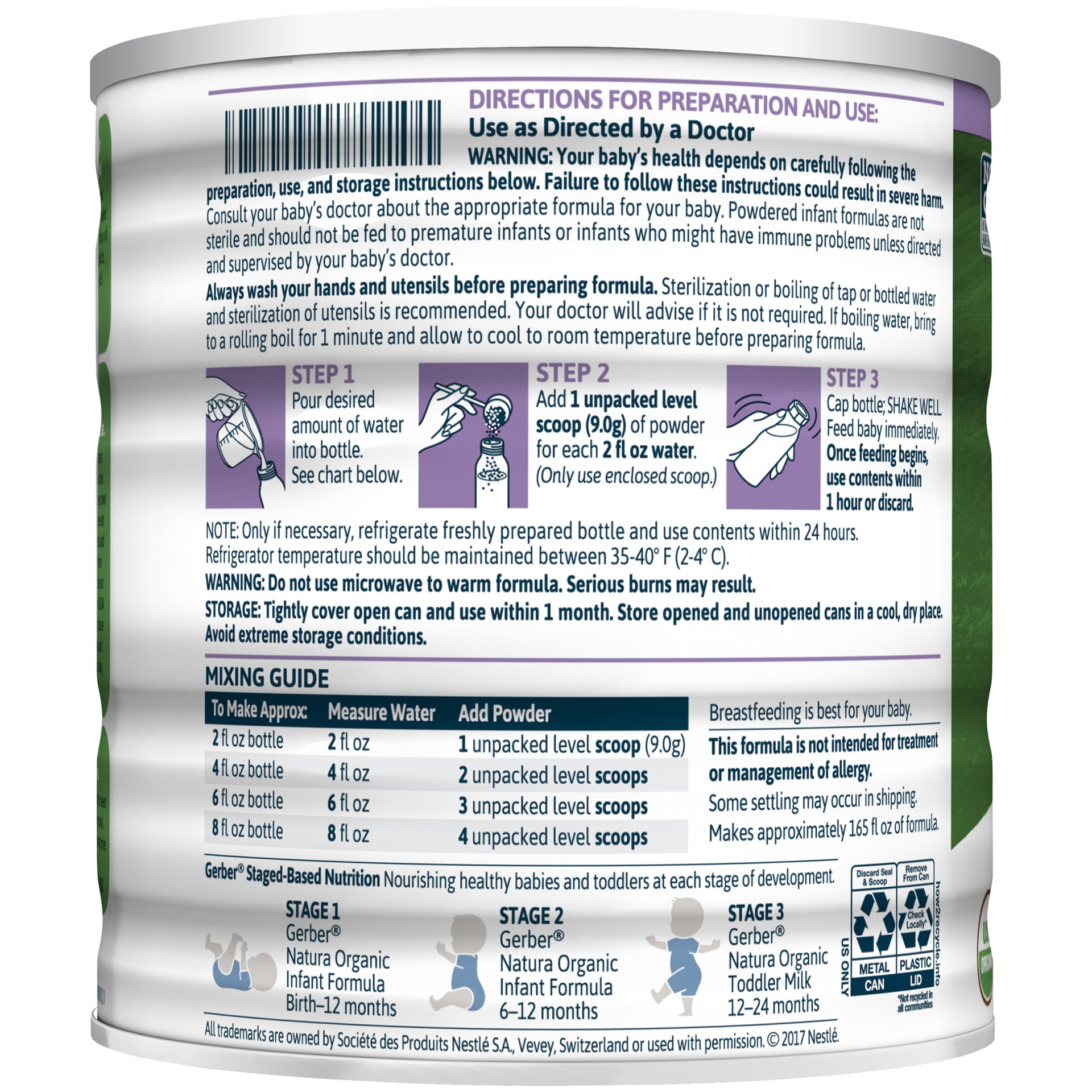 slide 5 of 7, Gerber Organic Infant Formula With Iron Milk Based Powder, 23.2 oz