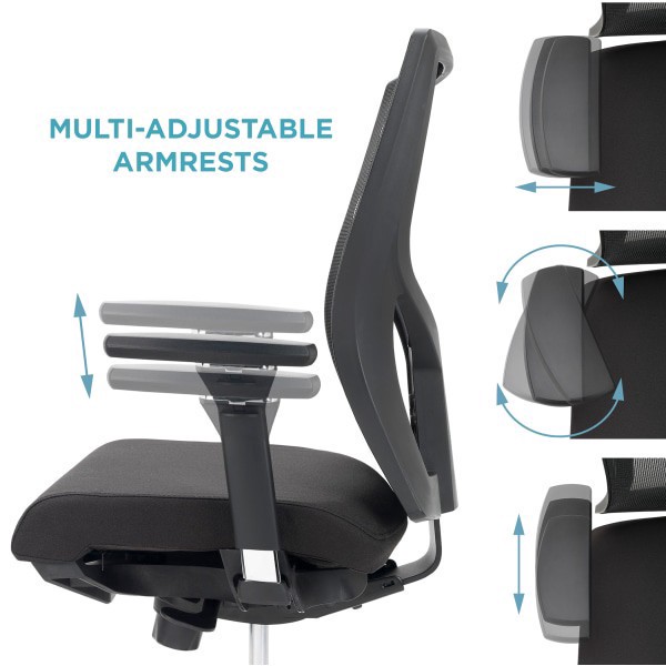 slide 7 of 9, WORKPRO Oceanic Mesh/Fabric Ergonomic High-Back Executive Chair, Black, 1 ct