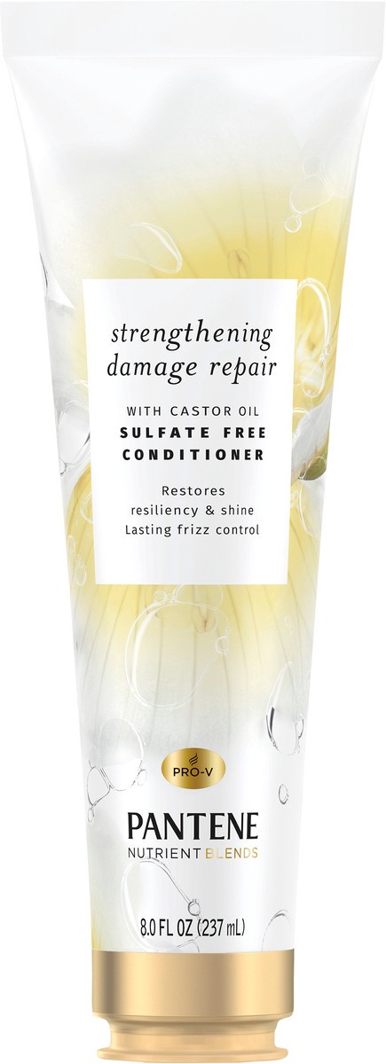 slide 3 of 3, PANTENE NUTRIENT BLENDS Strengthening Damage Repair SULFATE FREE CONDITIONER with Castor Oil, 8.0 oz, 8 fl oz