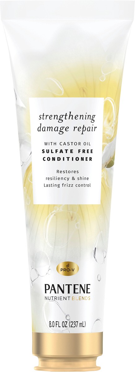 slide 1 of 3, PANTENE NUTRIENT BLENDS Strengthening Damage Repair SULFATE FREE CONDITIONER with Castor Oil, 8.0 oz, 8 fl oz