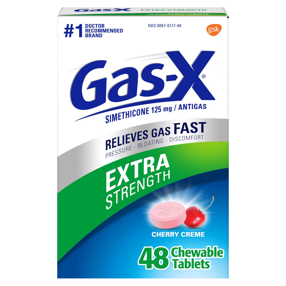 slide 1 of 9, Gas-X Extra Strength Antacid Cherry Creme Chewable Tablets, 48 ct