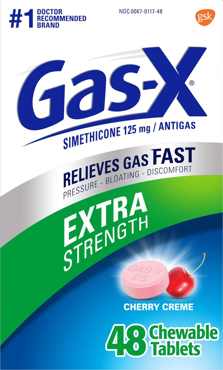 slide 6 of 9, Gas-X Extra Strength Antacid Cherry Creme Chewable Tablets, 48 ct