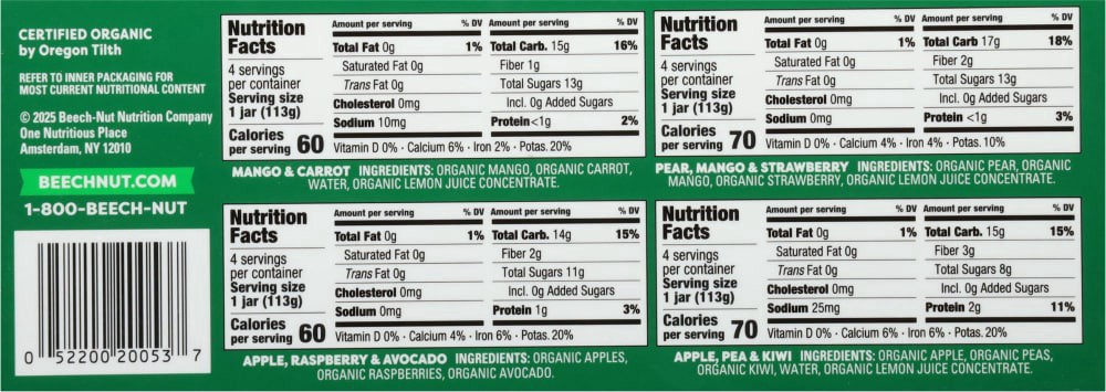 slide 3 of 3, Beech-Nut® Organics Stage 2 Baby Food Jars Variety Pack, 16 ct; 4 oz