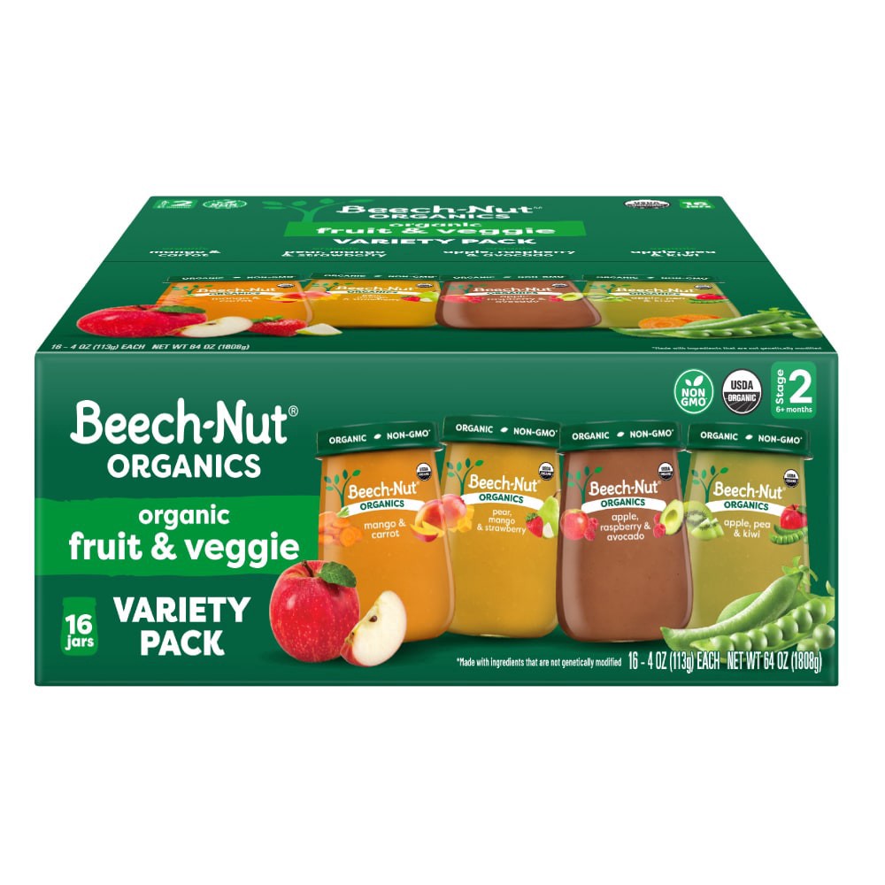 slide 1 of 3, Beech-Nut® Organics Stage 2 Baby Food Jars Variety Pack, 16 ct; 4 oz