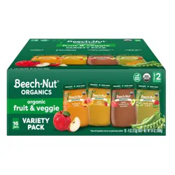 Beech-Nut Organics Organic Stage 2 (6+ Months) Assorted Fruit & Veggie Variety Pack 16 - 4 oz Jars