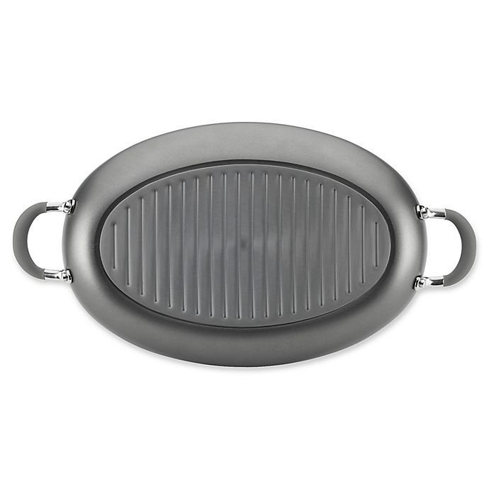 slide 3 of 5, Circulon Elementum Nonstick Hard-Anodized Oval Grill Pan - Oyster Grey, 15 in