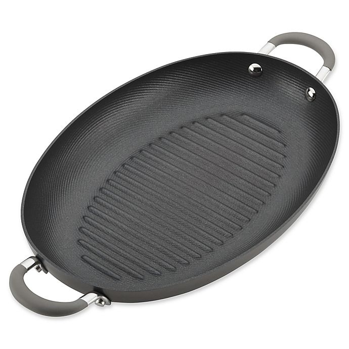 slide 5 of 5, Circulon Elementum Nonstick Hard-Anodized Oval Grill Pan - Oyster Grey, 15 in