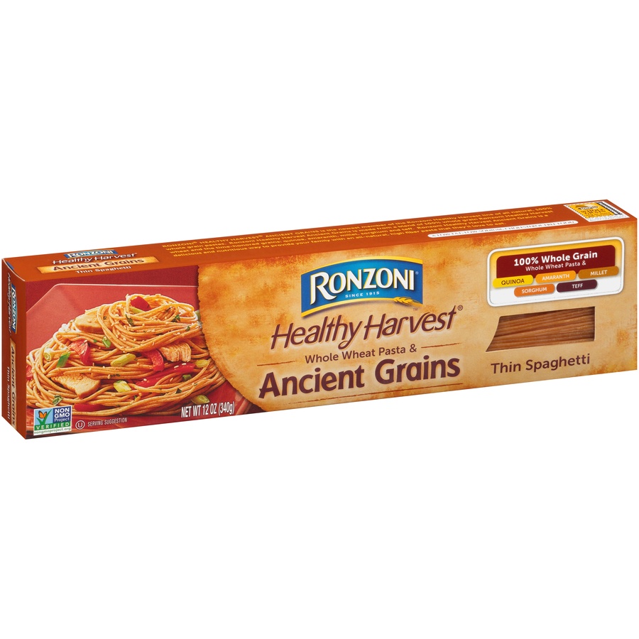 slide 2 of 8, Ronzoni Healthy Harvest Whole Wheat Pasta & Ancient Grains Thin Spaghetti, 12 oz
