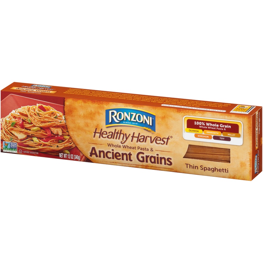 slide 3 of 8, Ronzoni Healthy Harvest Whole Wheat Pasta & Ancient Grains Thin Spaghetti, 12 oz