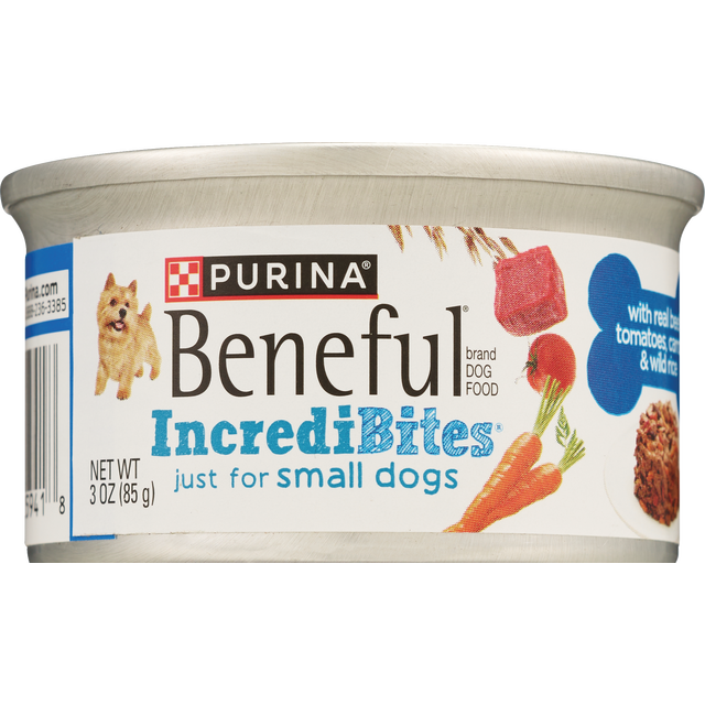 slide 1 of 1, Purina Beneful Incredibites With Real Beef, Tomatoes, Carrots, And Wild Rice, 3 Oz, 3 oz