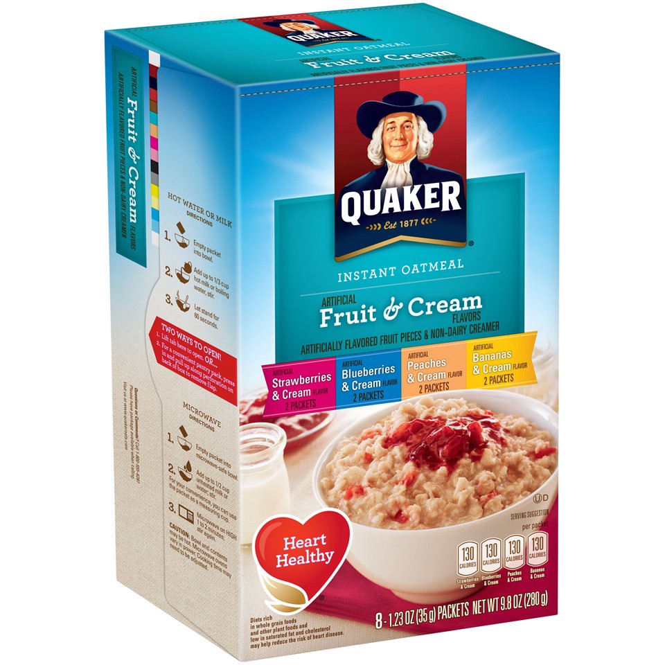 slide 3 of 4, Quaker Fruit Cream Instant Oatmeal 8Pk, 9.8 oz