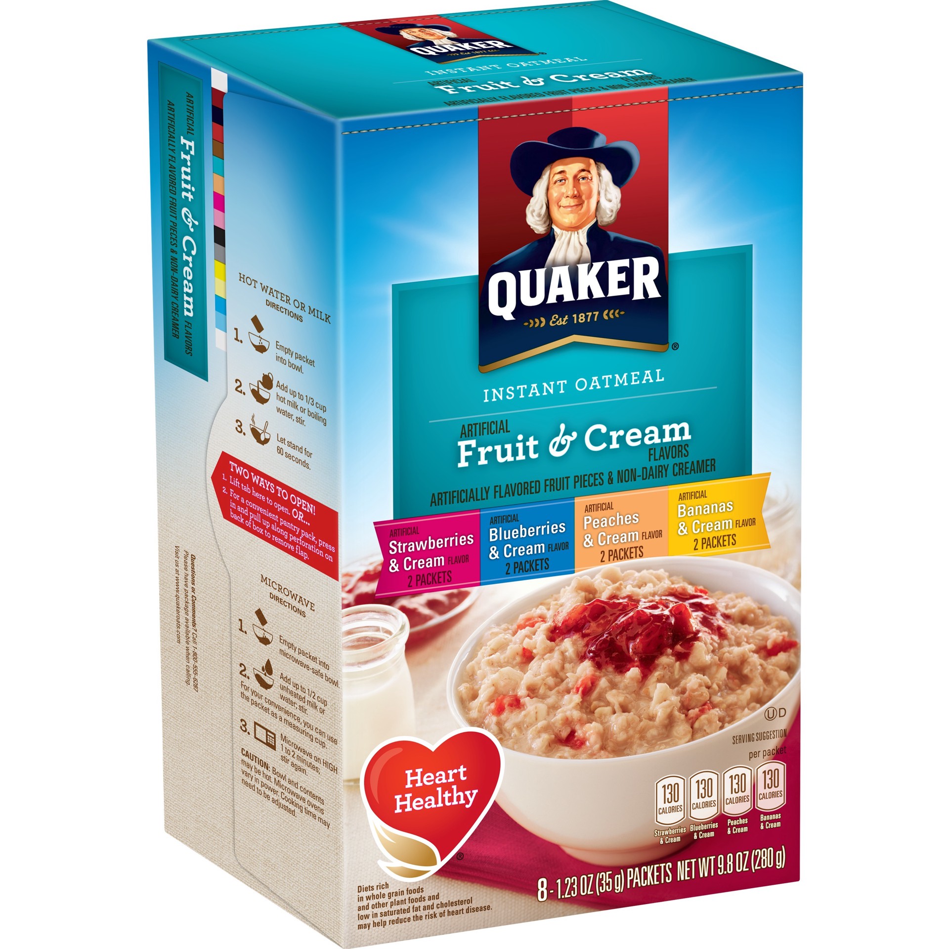 slide 1 of 4, Quaker Fruit Cream Instant Oatmeal 8Pk, 9.8 oz
