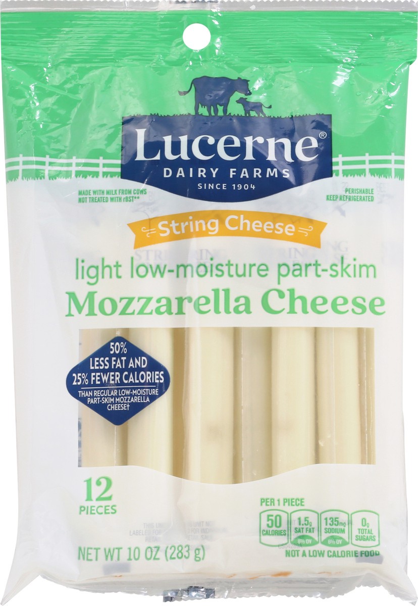 slide 1 of 13, Lucerne Dairy Farms Lucerne Light Low-Moisture Part-Skim Mozzarella String Cheese 12 ea, 12 ct