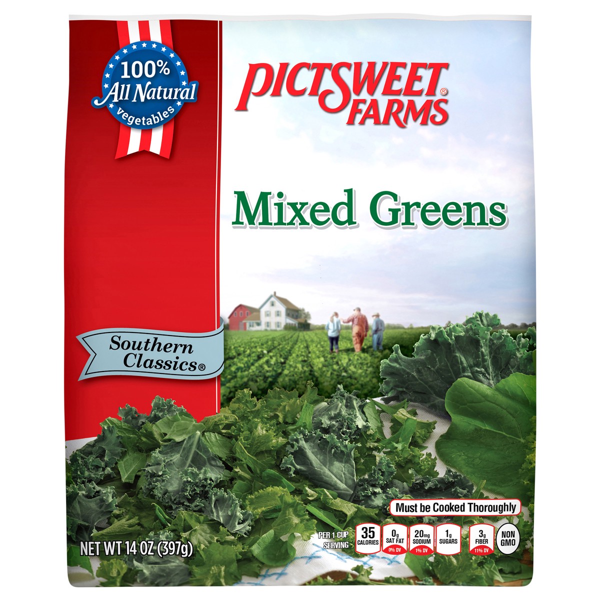 slide 1 of 3, PictSweet Mixed Greens, 14 oz