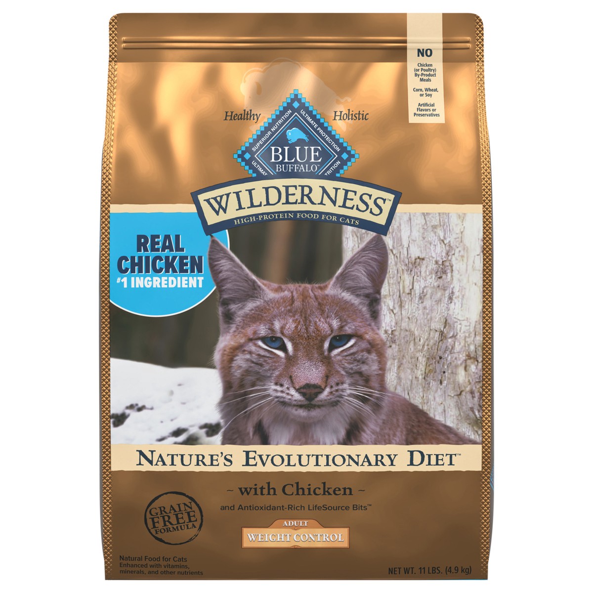 slide 1 of 7, Blue Buffalo Wilderness High-Protein, Grain-Free Natural Dry Food for Adult Cats, Weight Control, Chicken, 11-lb. Bag, 11 lb