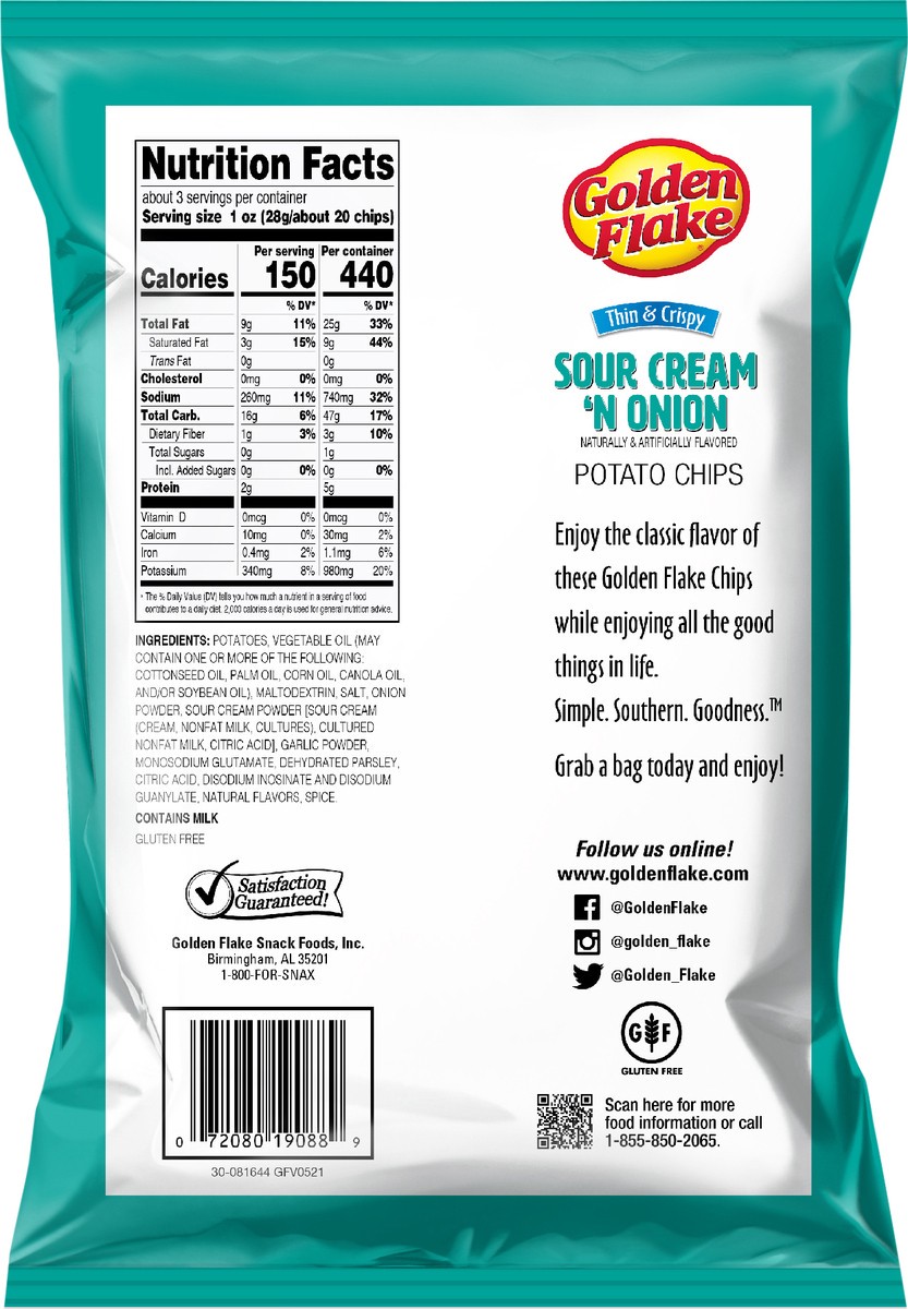 slide 3 of 11, Golden Flake Sour Cream And Onion - 2.75 oz, 2.75 oz