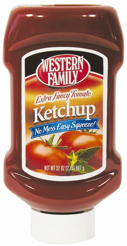 slide 1 of 1, Western Family Ketchup Upside Down, 32 oz