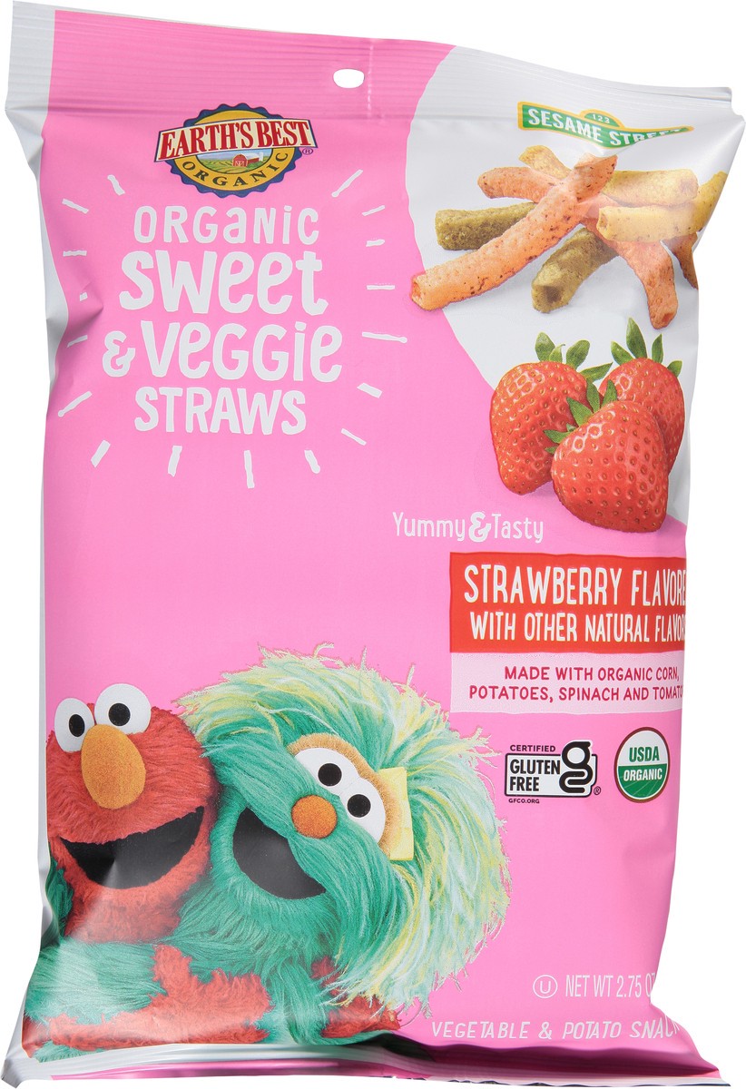 slide 5 of 11, Earth's Best Organic Sweet & Veggie Straws Strawberry Flavored Vegetable & Potato Snack 2.75 oz, 2.75 oz