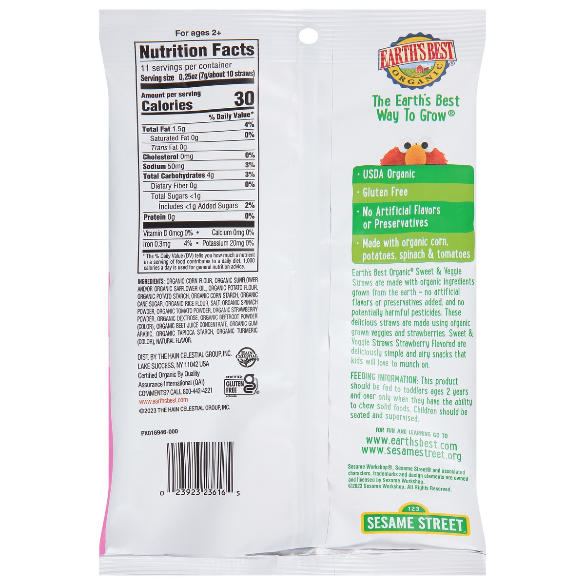 slide 3 of 11, Earth's Best Organic Sweet & Veggie Straws Strawberry Flavored Vegetable & Potato Snack 2.75 oz, 2.75 oz