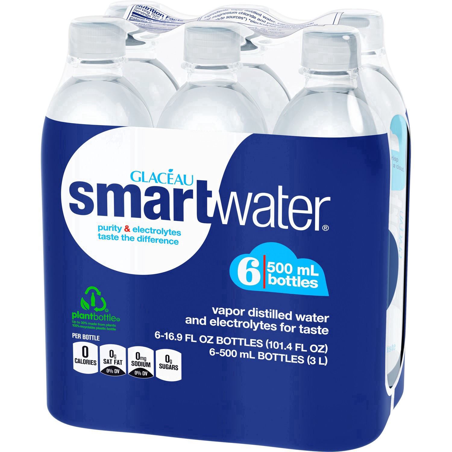 slide 25 of 75, smartwater vapor distilled premium water bottles, 16.9 fl oz, 6 Pack, 101.40 fl oz