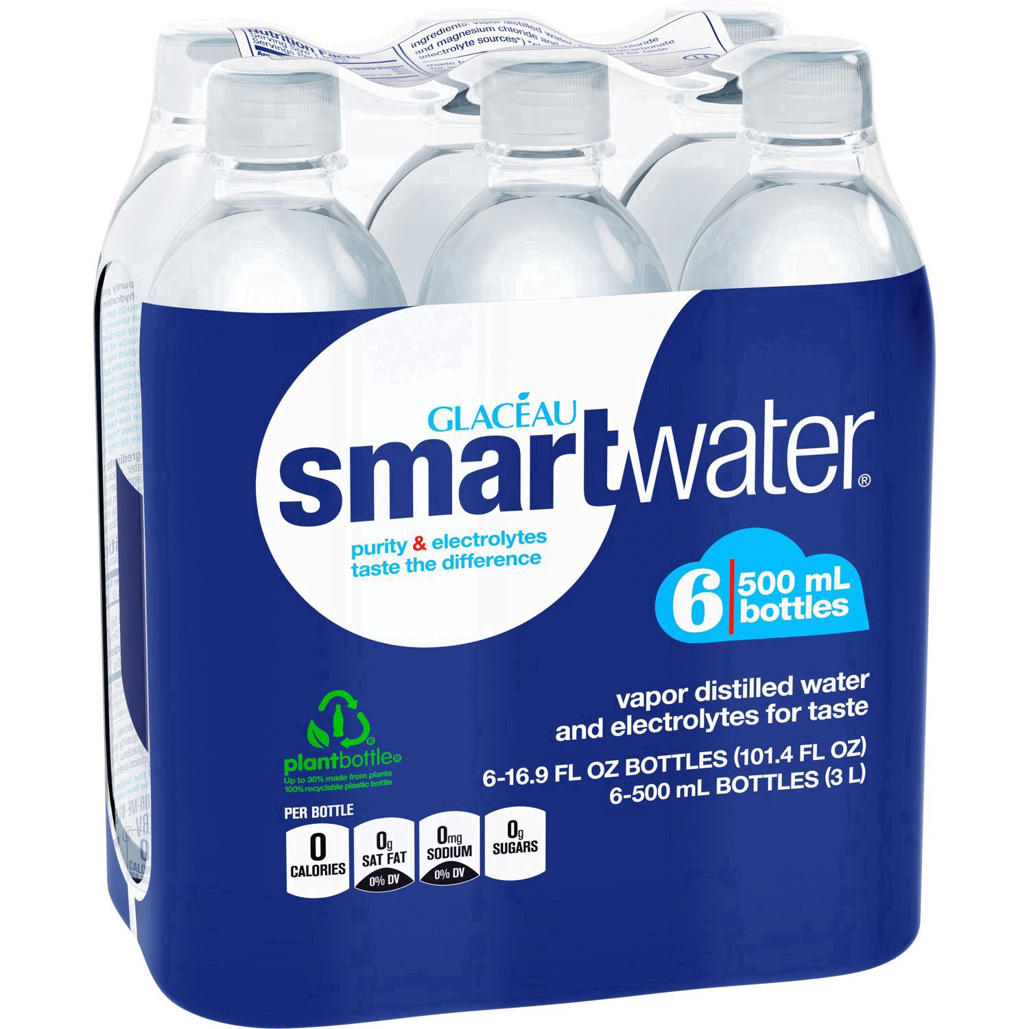 slide 69 of 75, smartwater vapor distilled premium water bottles, 16.9 fl oz, 6 Pack, 101.40 fl oz