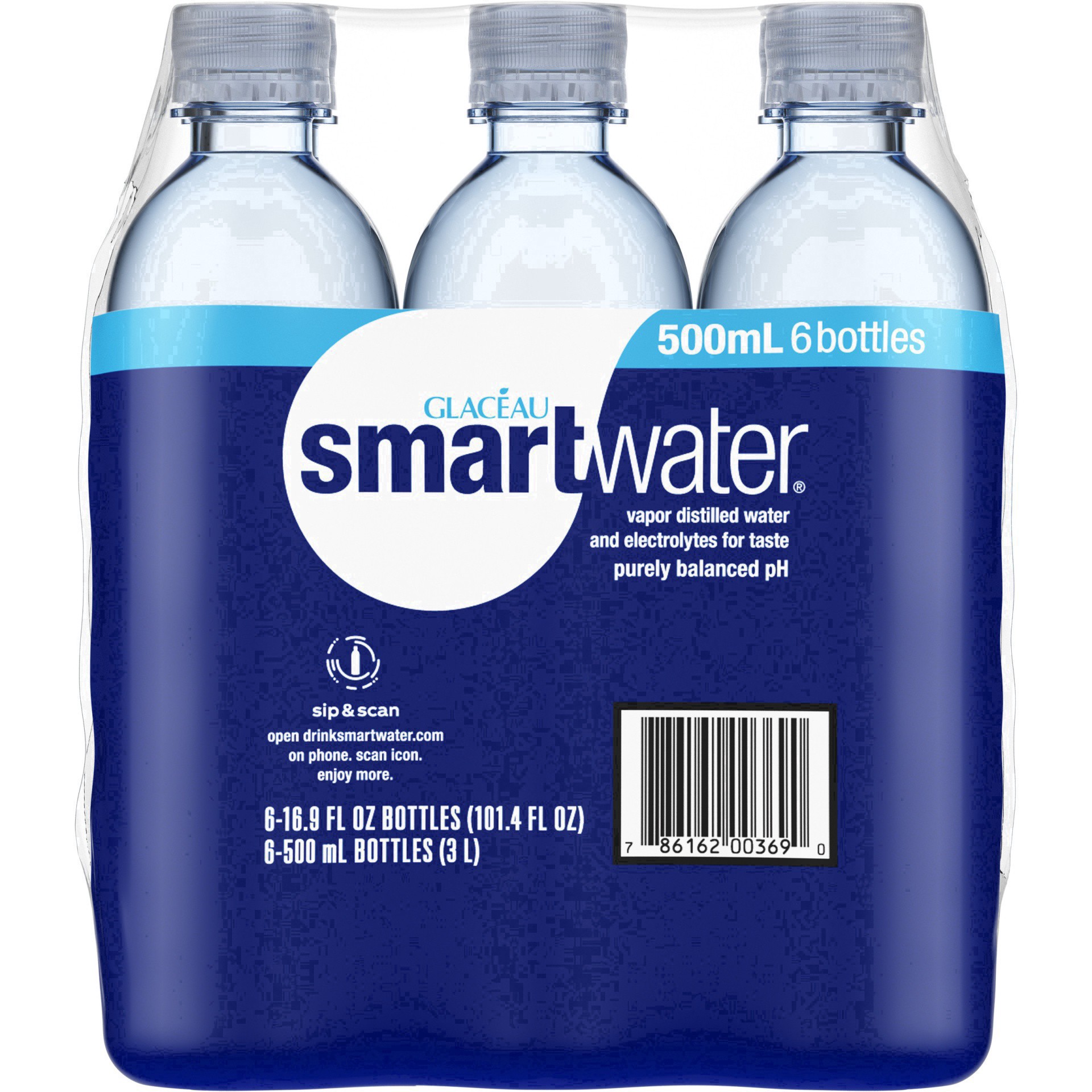 slide 48 of 75, smartwater vapor distilled premium water bottles, 16.9 fl oz, 6 Pack, 101.40 fl oz