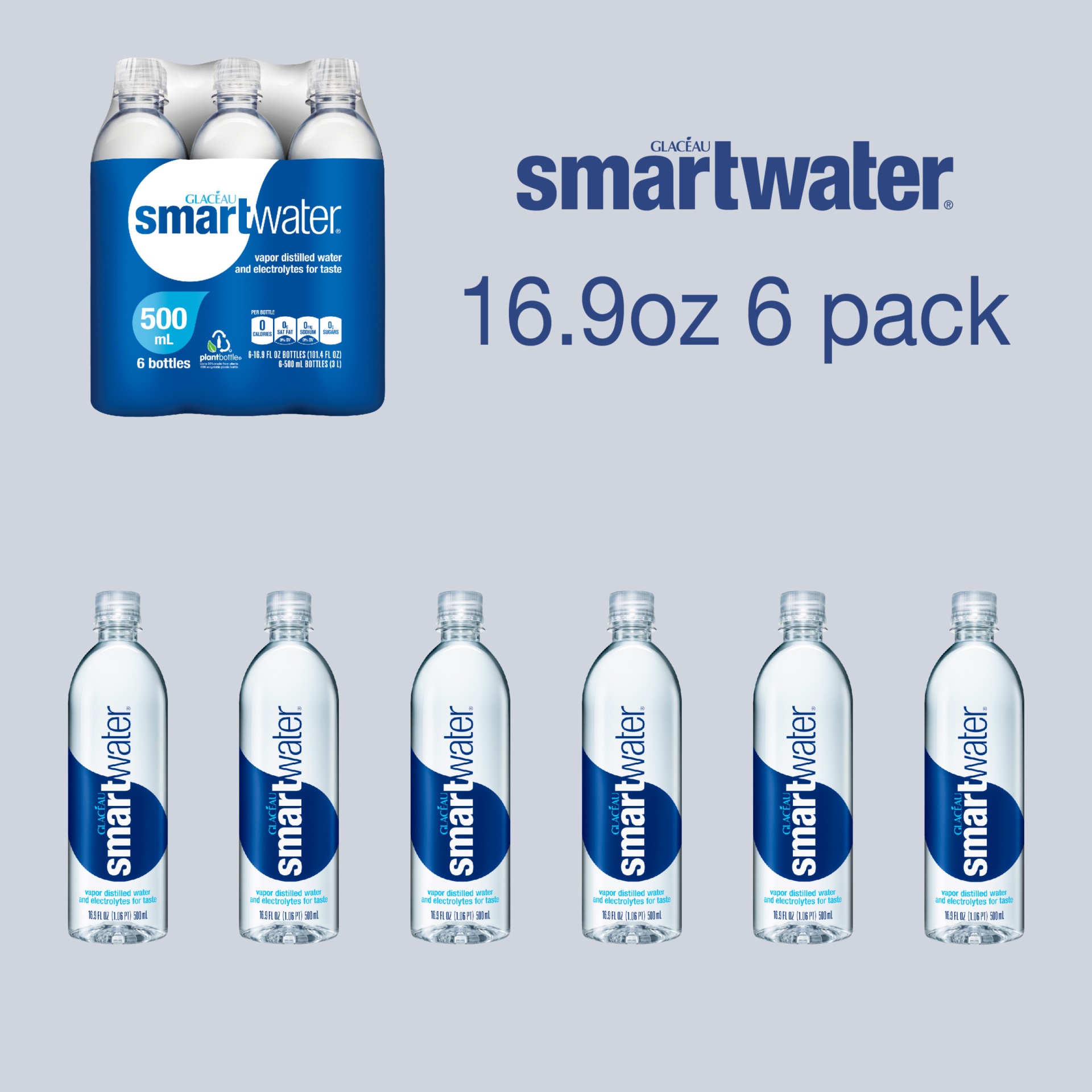 slide 18 of 20, smartwater Enhanced Water, 6 ct; 16.9 fl oz