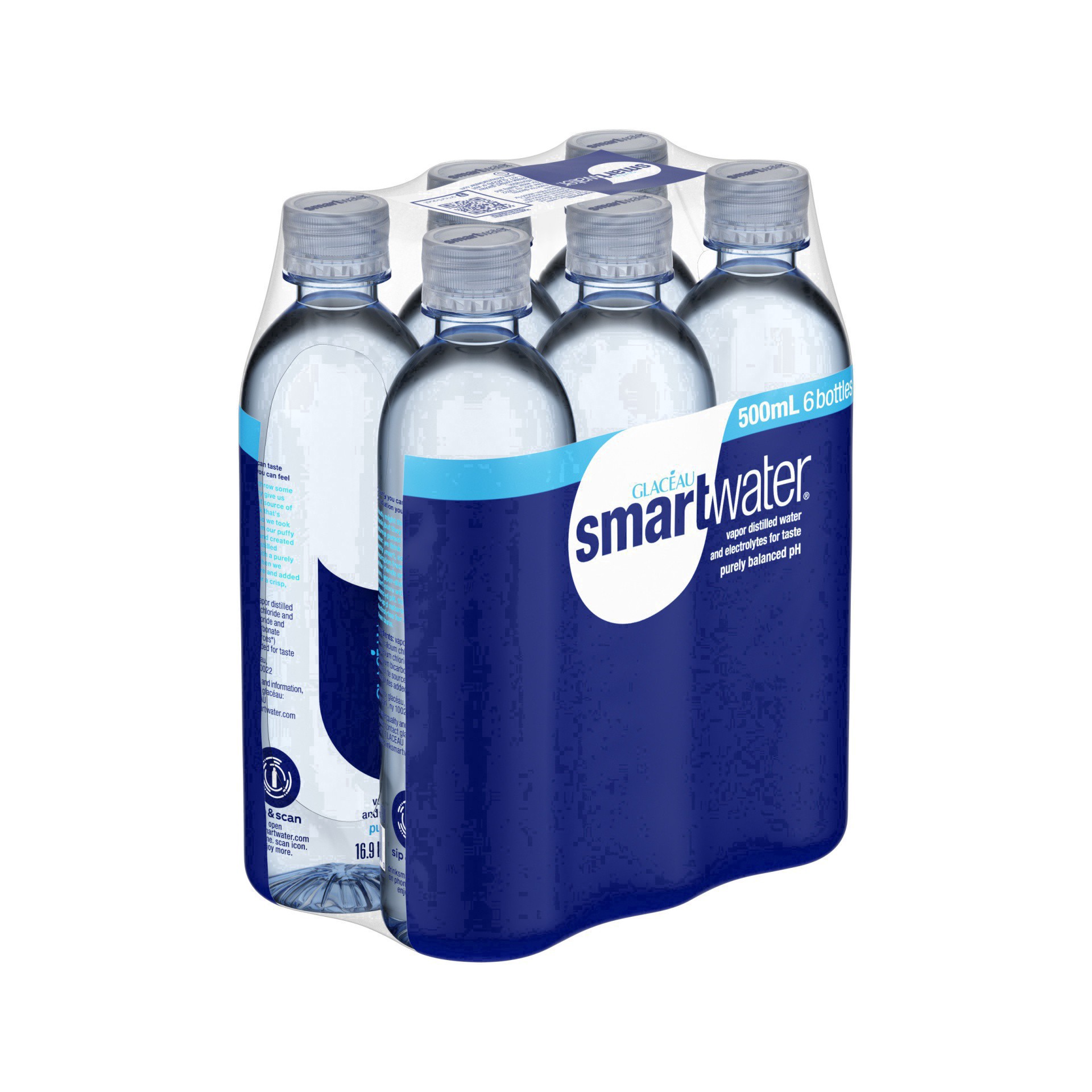 slide 4 of 75, smartwater vapor distilled premium water bottles, 16.9 fl oz, 6 Pack, 101.40 fl oz