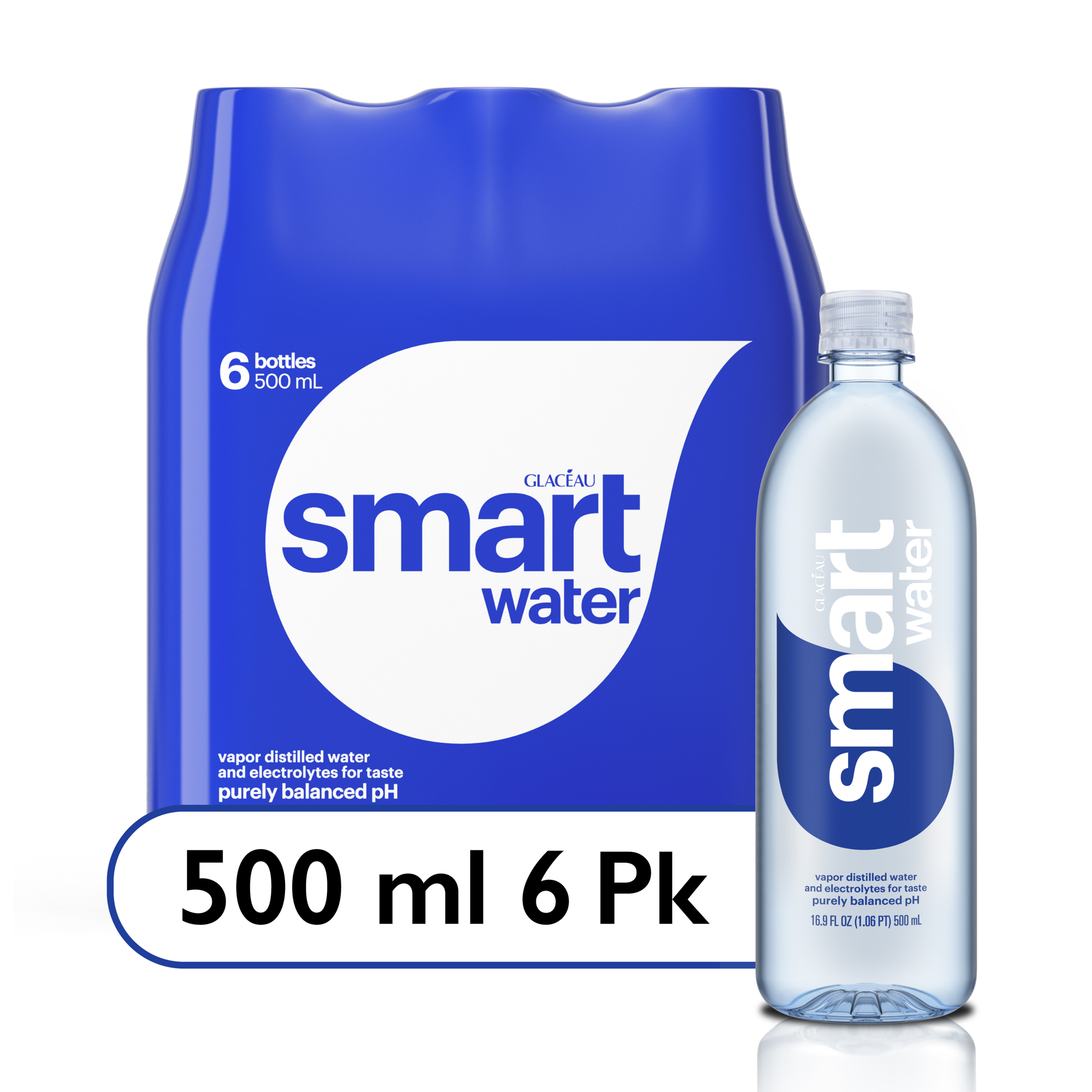 slide 1 of 75, smartwater vapor distilled premium water bottles, 16.9 fl oz, 6 Pack, 101.40 fl oz