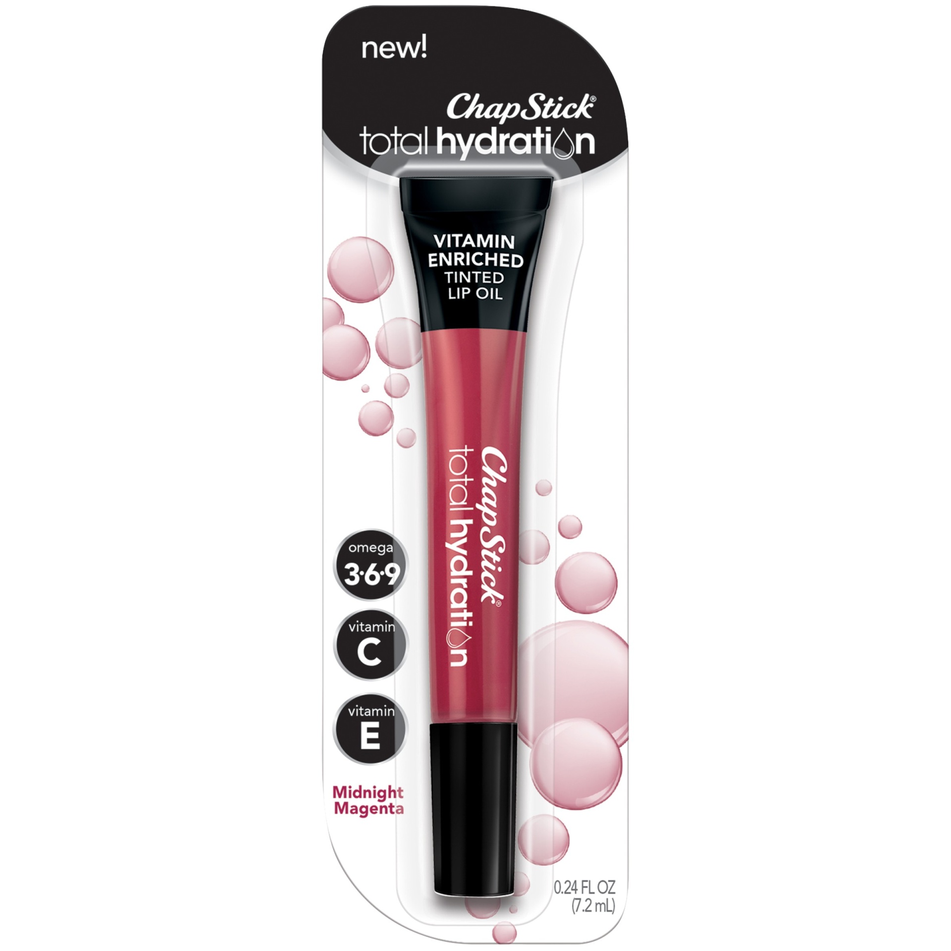 slide 1 of 4, Chapstick Total Hydration Tinted Lip Oil - Midnight Magenta, 0.24 oz