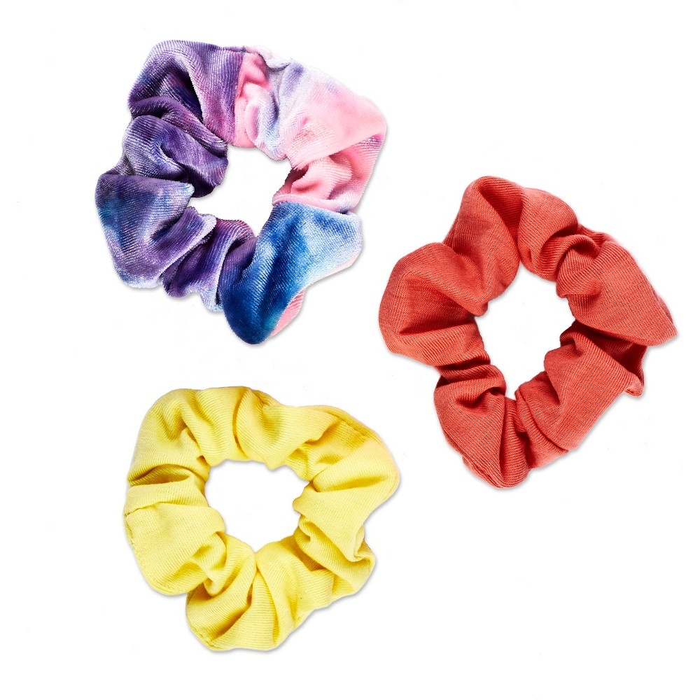 slide 2 of 2, scünci Tiedye Velvet & Solid Scrunchies, 3 ct