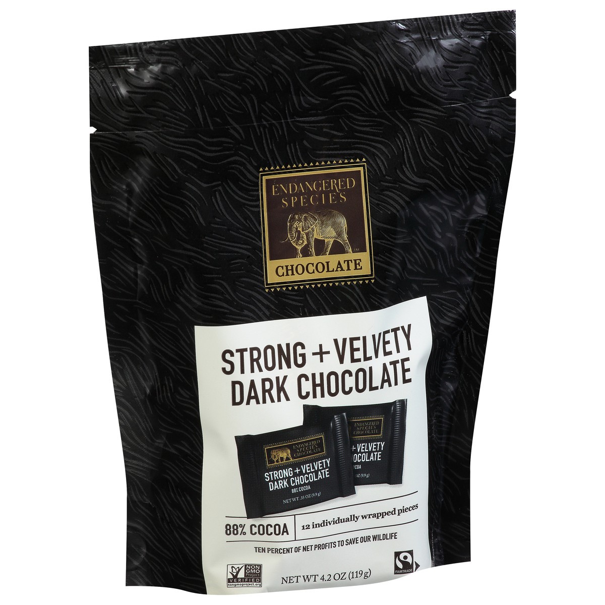 slide 2 of 9, Endangered Species 88% Cocoa Strong + Velvety Dark Chocolate Chocolate 12 ea, 