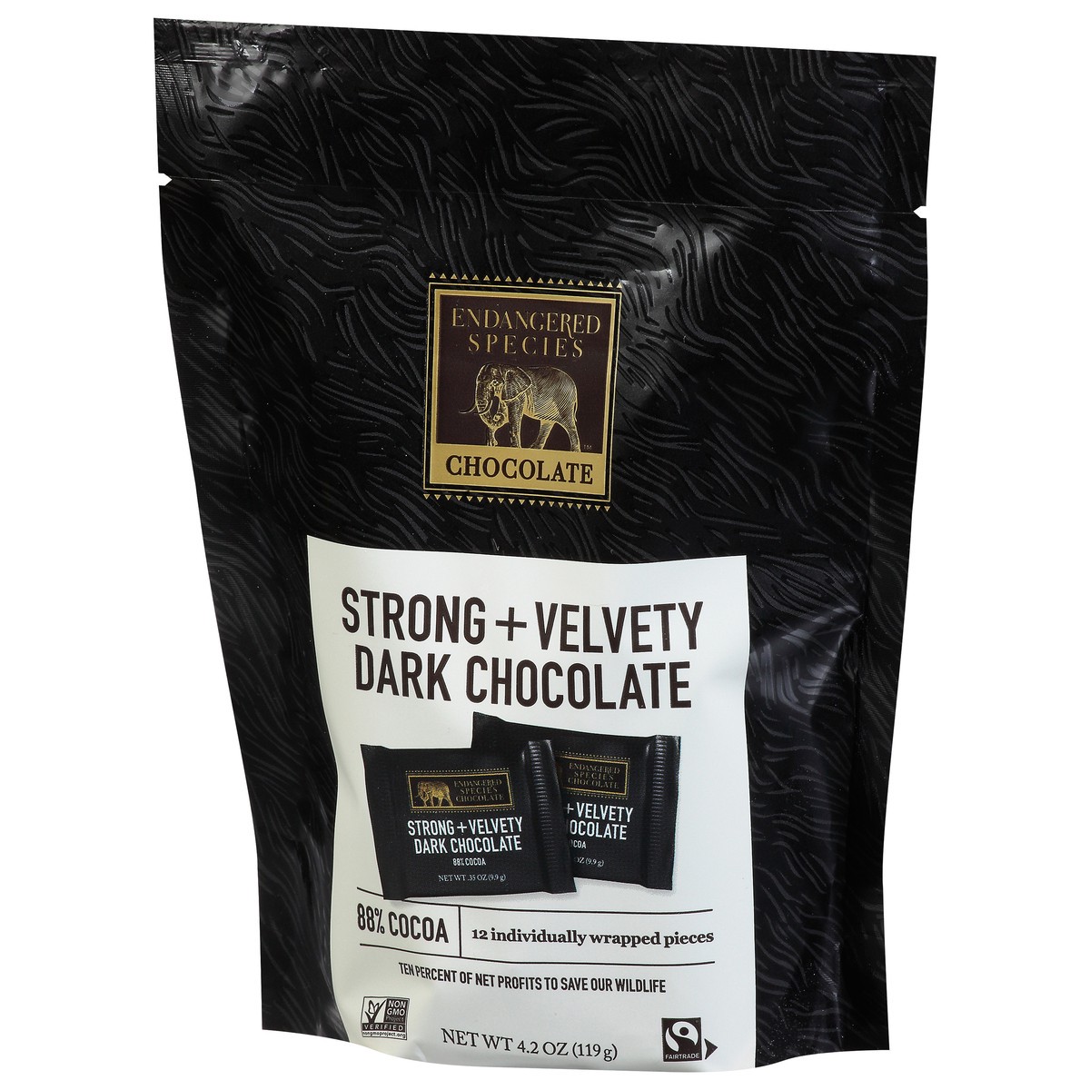 slide 3 of 9, Endangered Species 88% Cocoa Strong + Velvety Dark Chocolate Chocolate 12 ea, 