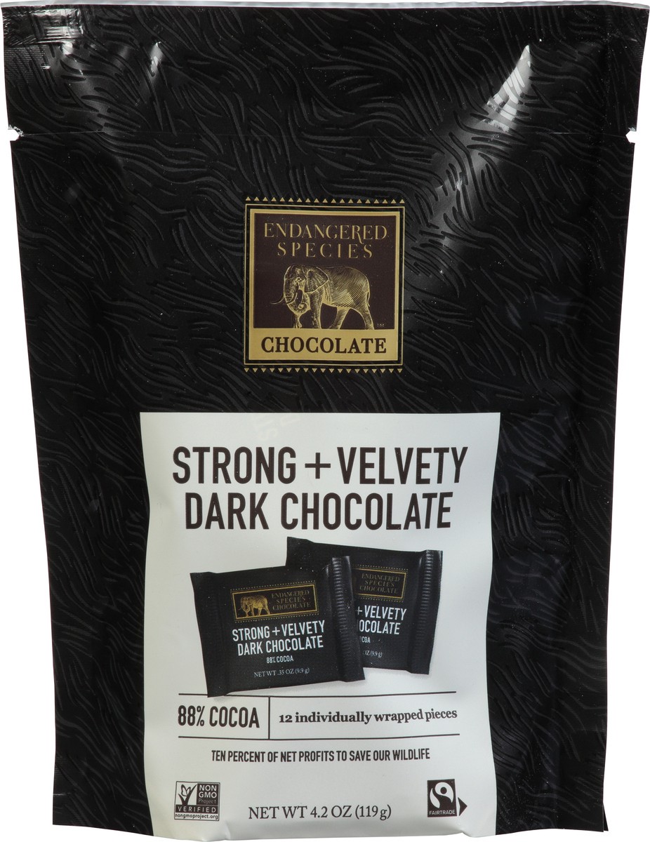 slide 6 of 9, Endangered Species 88% Cocoa Strong + Velvety Dark Chocolate Chocolate 12 ea, 