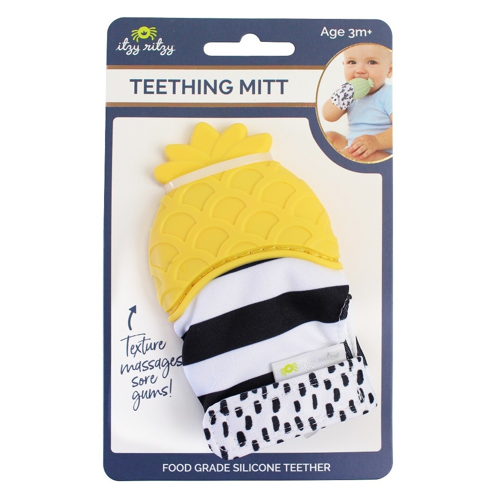 slide 2 of 2, Itzy Ritzy Teething Mitt Pineapple - Yellow, 1 ct