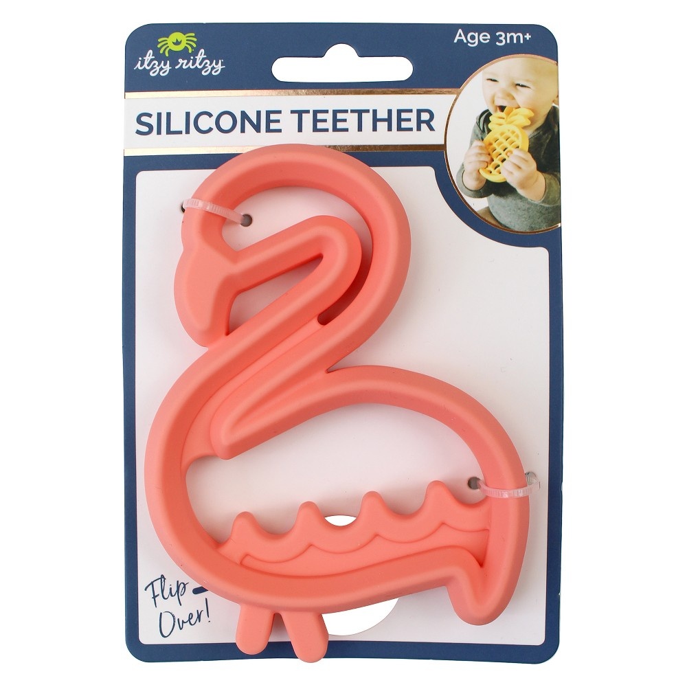 slide 2 of 3, Itzy Ritzy Silicone Teether Flamingo - Pink, 1 ct