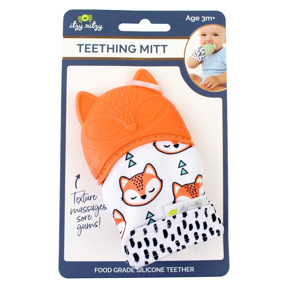 slide 2 of 2, Itzy Ritzy Teething Mitt Fox - Orange, 1 ct