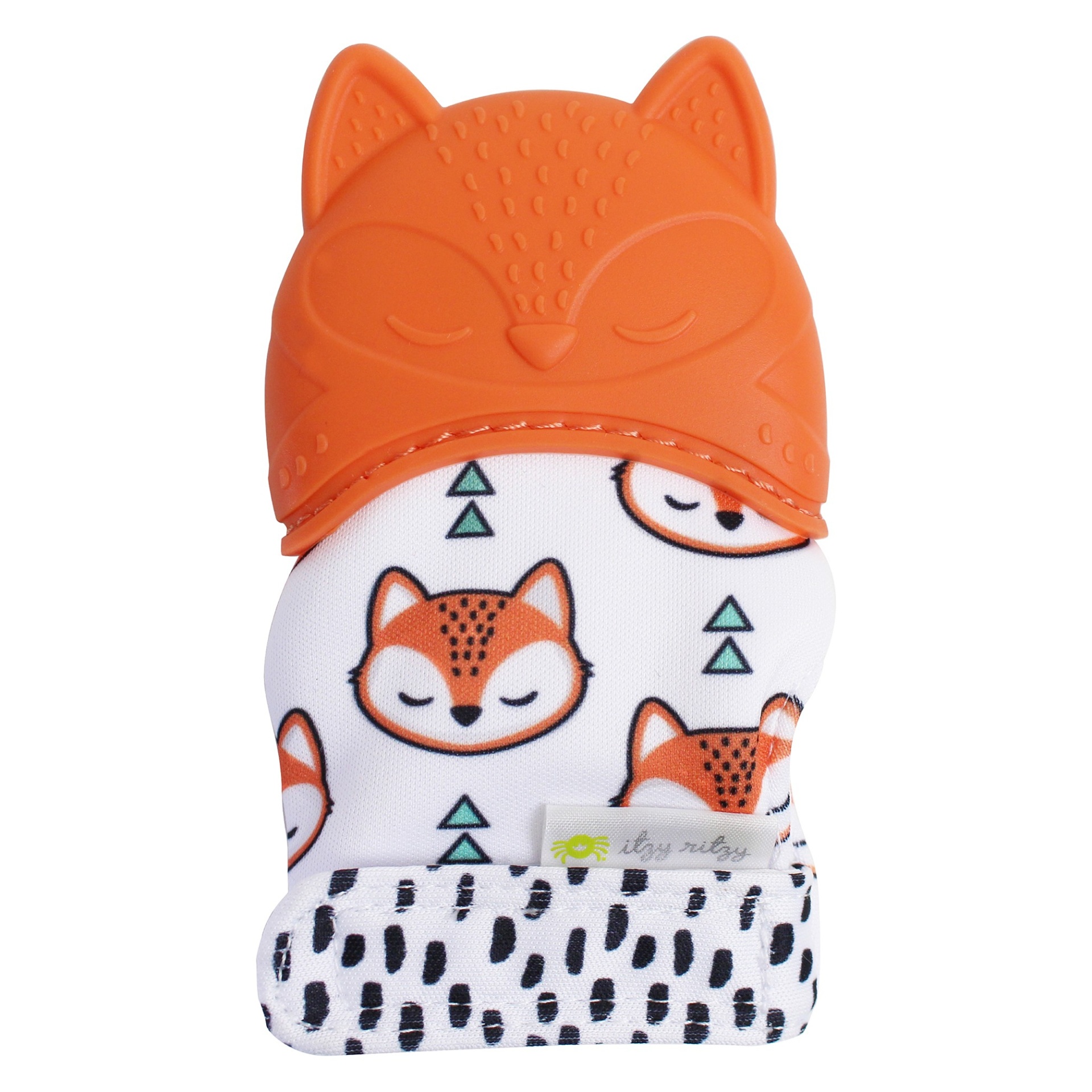 slide 1 of 2, Itzy Ritzy Teething Mitt Fox - Orange, 1 ct