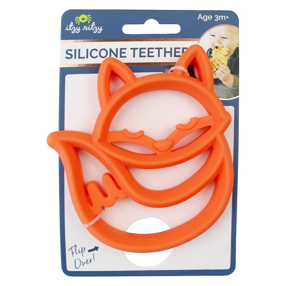 slide 2 of 3, Itzy Ritzy Silicone Teether Fox - Orange, 1 ct