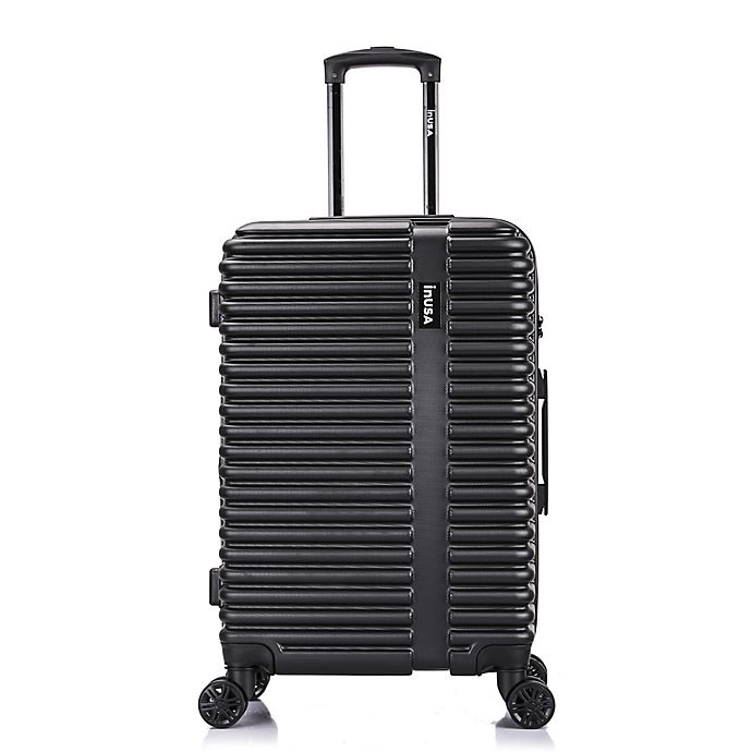 slide 2 of 8, InUSA Ally Hardside Spinner Checked Luggage - Black, 24 in