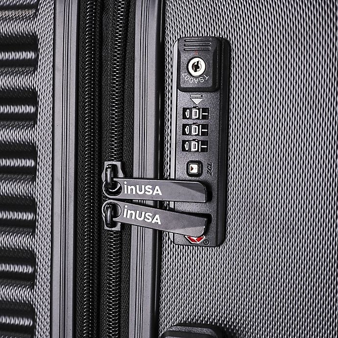 slide 6 of 8, InUSA Ally Hardside Spinner Checked Luggage - Black, 24 in