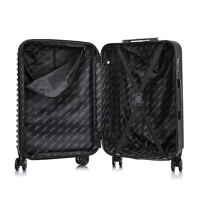 slide 8 of 8, InUSA Ally Hardside Spinner Checked Luggage - Black, 24 in