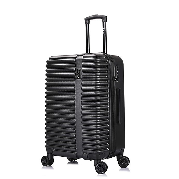 slide 1 of 8, InUSA Ally Hardside Spinner Checked Luggage - Black, 24 in