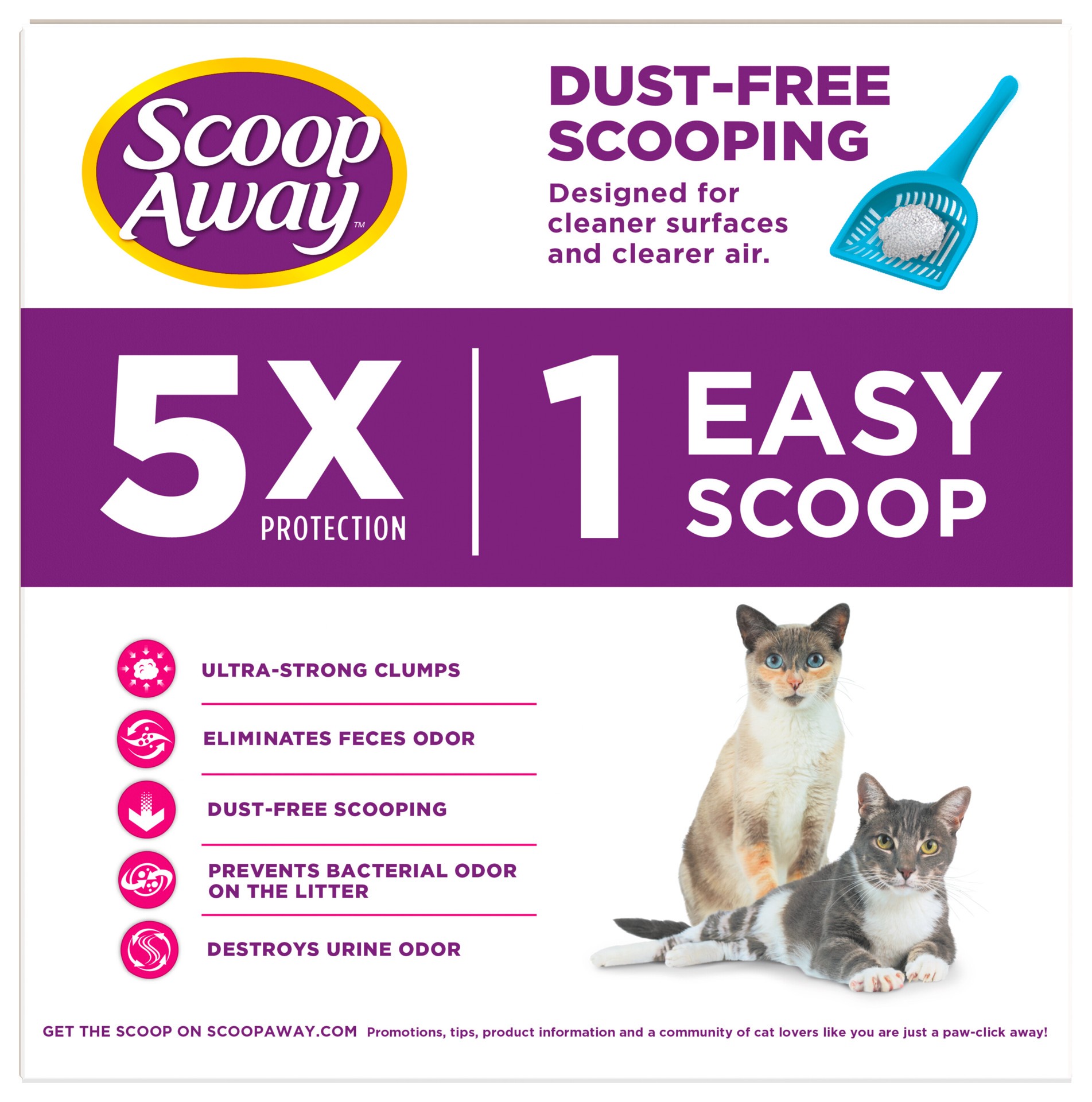 slide 3 of 5, Scoop Away Multi-Cat Clumping Cat Litter, Meadow Fresh Scent, 14 lb