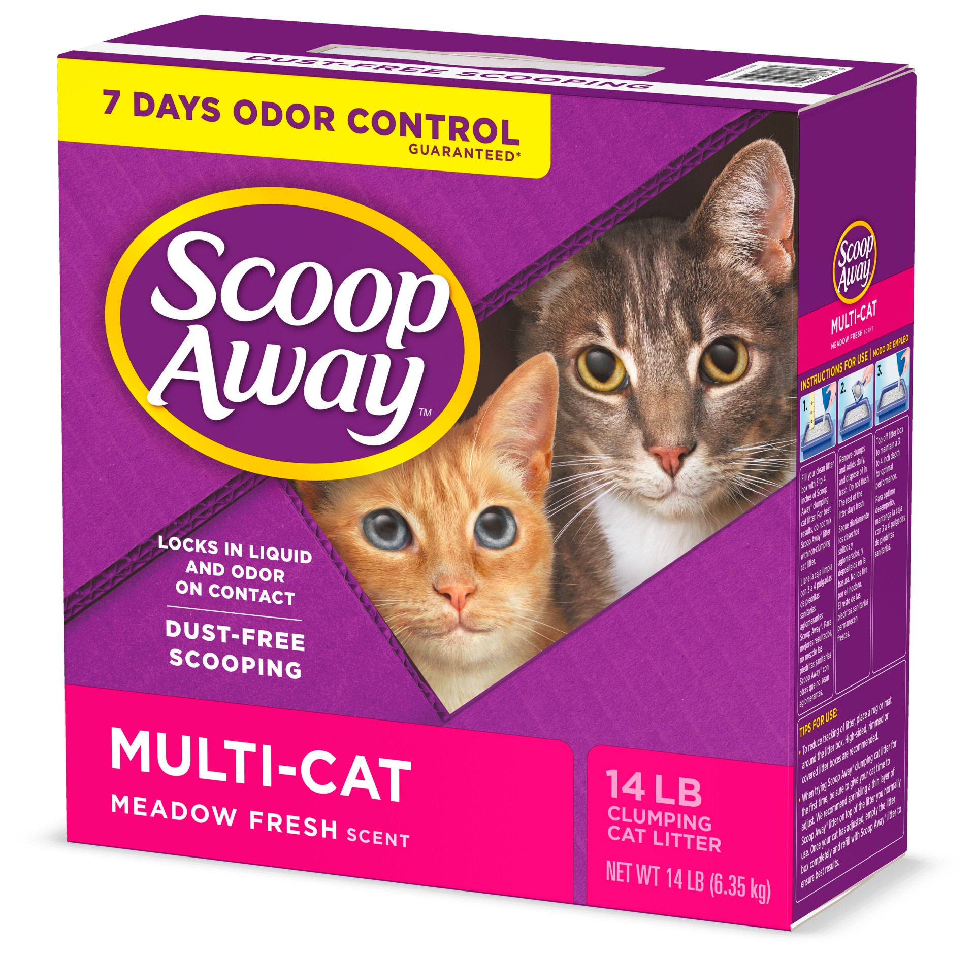 slide 5 of 5, Scoop Away Multi-Cat Clumping Cat Litter, Meadow Fresh Scent, 14 lb